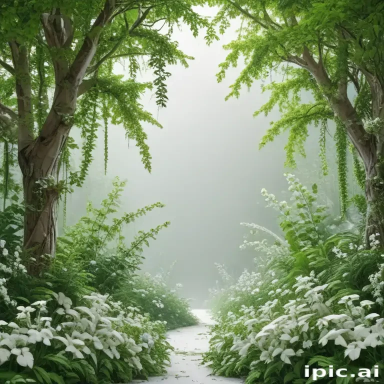 white and greenery background