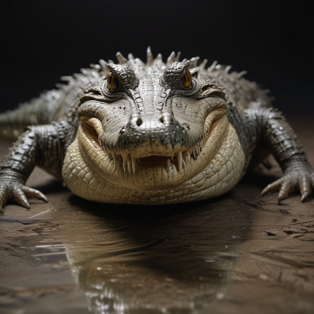A Close-Up of a Realistic Crocodile Displaying Its Unique Features