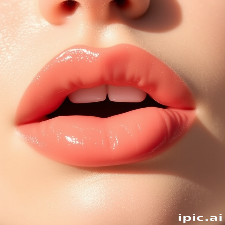 Sheer tinted lip balm called "Dewdrop Kiss" in a soft peach hue, infused with moisturizing oils and subtle shimmer for a natural, fresh-faced glow
