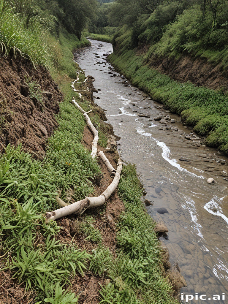 Serene River Flowing Through Lush Greenery and Rocky Riverbed Landscape