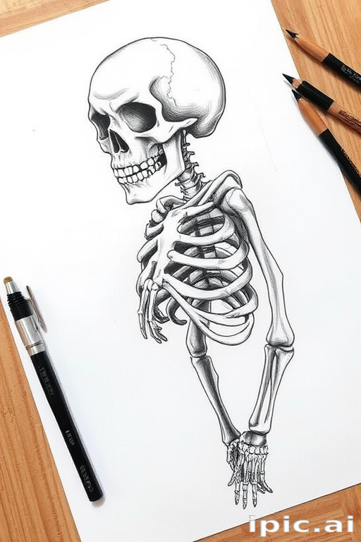 creative skeleton drawing art