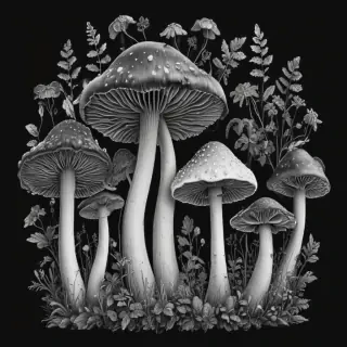 mushroom clipart black and white