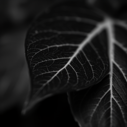 leaf in black and white