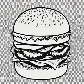 burger clipart black and white
