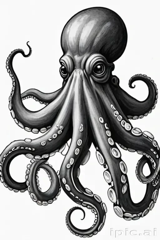 octopus clipart black and white