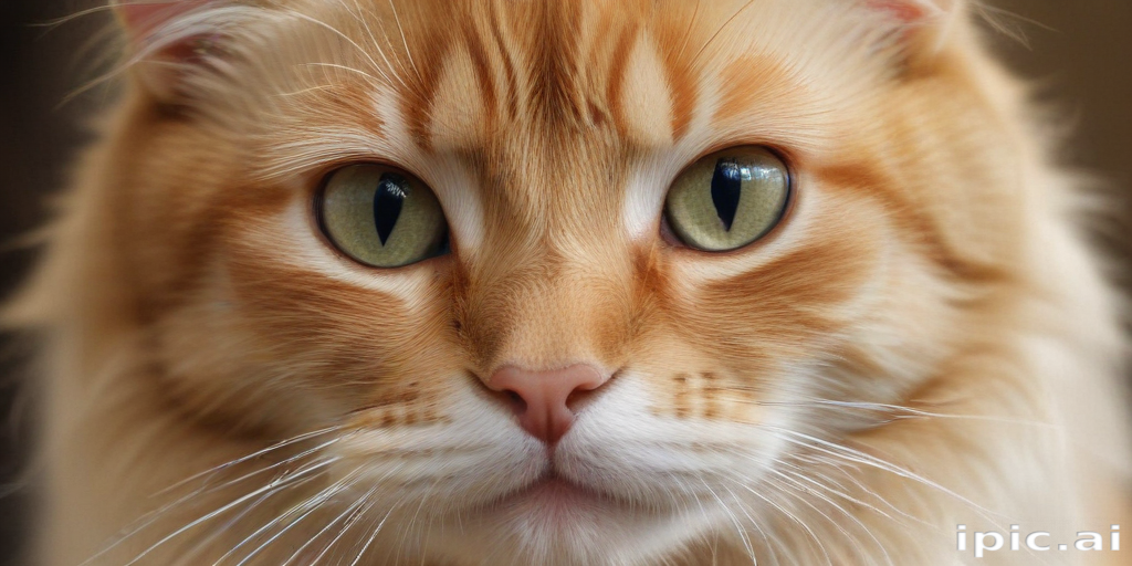 A Close-Up Portrait of a Majestic Fluffy Orange Cat with Striking Green ...