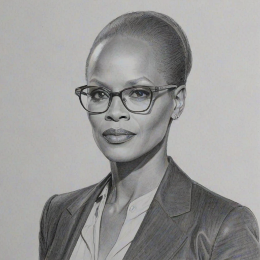 Appealing Avery Brooks, pencil sketch, portrait of Appealing woman 1972s in glasses, hair style beatnik, outline, clear lines, fine lines, 8k
