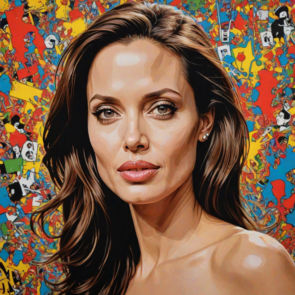 A pop art piece of angelina jolie