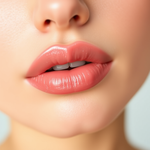 Nude pink lips with a natural, dewy appearance, enhancing the lips' natural color and texture, ideal for a fresh-faced, no-makeup makeup look