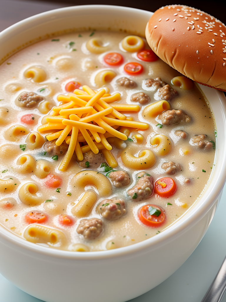 cheeseburger soup with elbow macaroni
