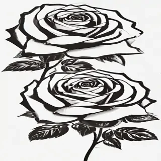 roses clipart black and white