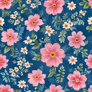 blue background with flowers