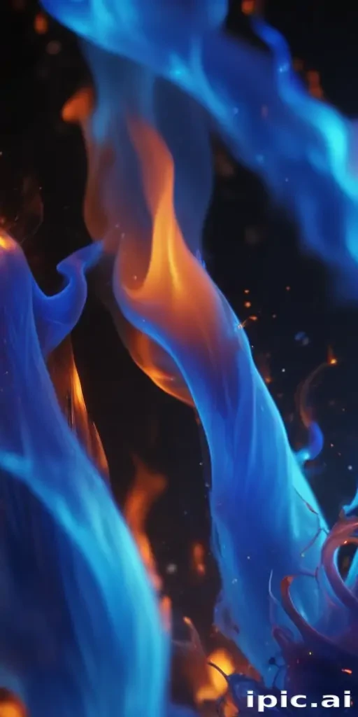 Dynamic Dance of Blue and Orange Flames in a Dark Background