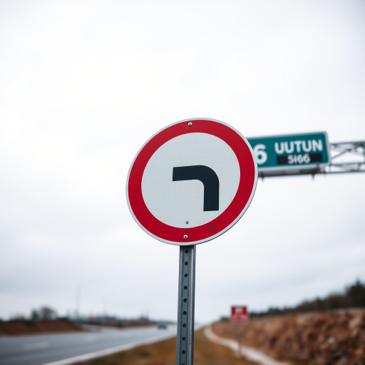 Create a high-resolution image of a no U-turn sign with a clean background using a DSLR camera, 50mm lens, aperture set to f/8, ISO 200, and a slight tilt for artistic effect.