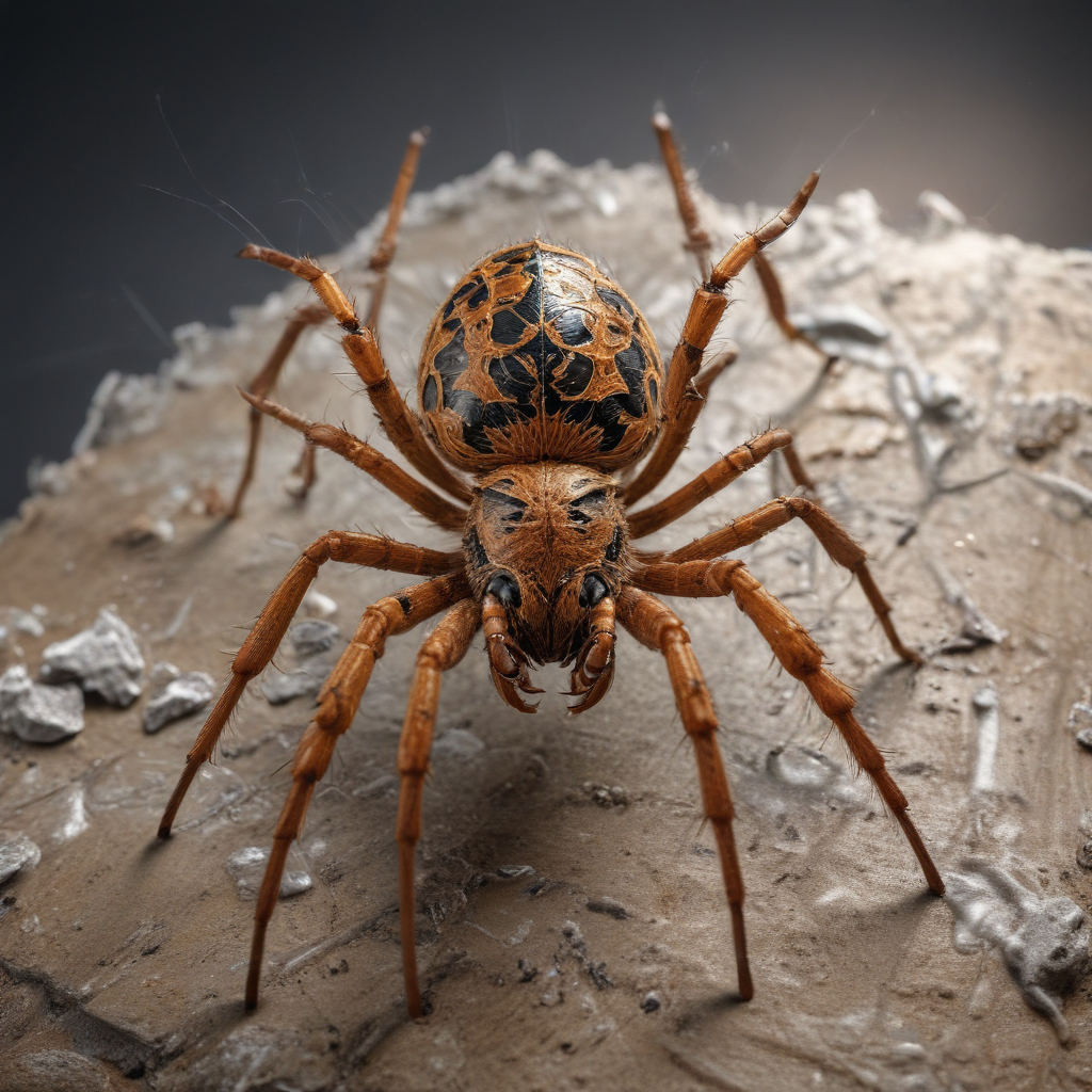 Sharp Spiders A Detailed Close-Up of a Unique Spider on a Textured Surface