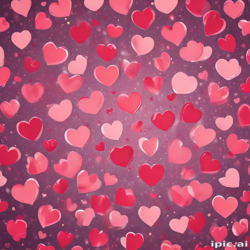 A Colorful Array of Floating Hearts Against a Soft Pink Background.