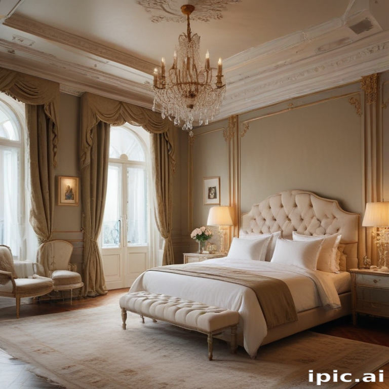 Elegant Luxurious Bedroom Design Featuring Classic Decor and Chandelier ...
