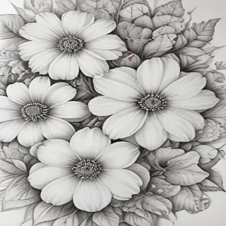 pencil drawn flowers