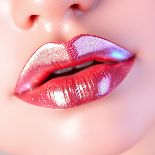 Holographic rose gold lip gloss "Galactic Bloom" featuring a duochrome shift, ultra-fine shimmer, and a cushiony texture for a futuristic and feminine look