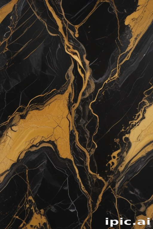 Elegant Black and Gold Marble Texture with Striking Veins and Patterns.