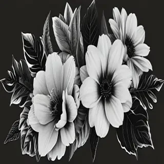 flower png black and white