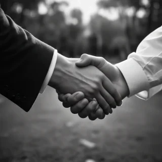 handshake black and white