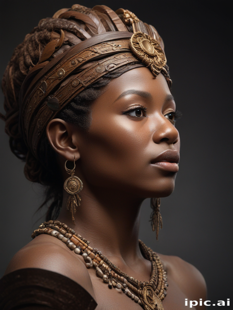 Elegant Portrait of a Woman Adorned with Intricate Traditional Jewelry