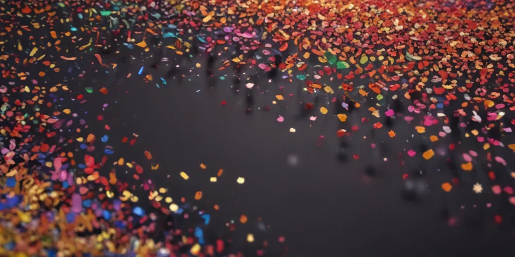 A Vibrant Display of Colorful Confetti Sparkling on a Dark Surface.