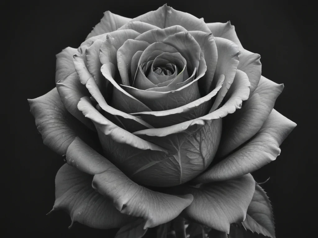 rose drawing black and white