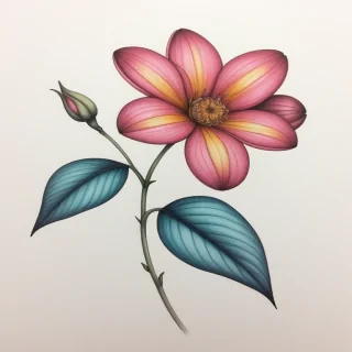 flower drawing with color