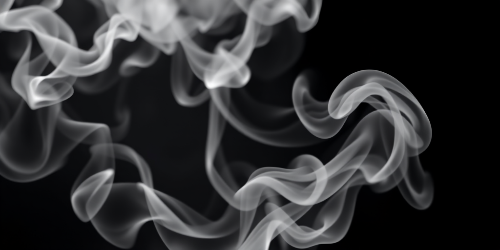 capture ethereal white smoke on a black background with a DSLR camera, 50mm lens, f/1.8 aperture, ISO 100, 1/200s shutter speed, low angle view, soft focus style