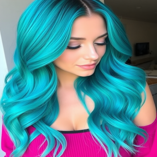 Mesmerizing mermaid waves in vibrant teal ombre, cascading down to waist length with subtle highlights, creating a captivating oceanic-inspired look that turns heads