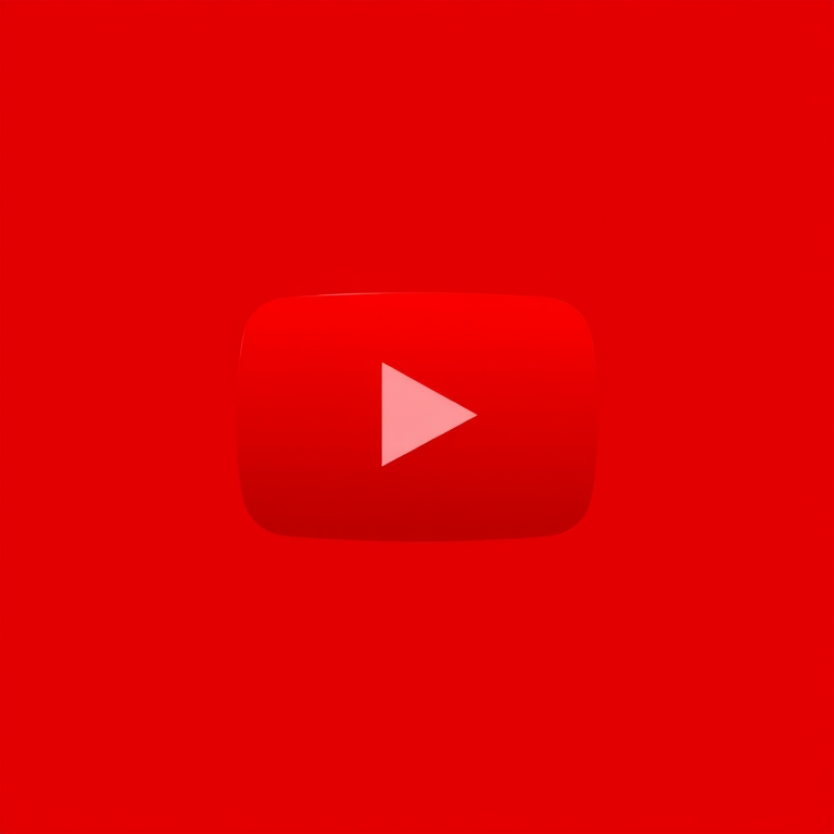Create a high-resolution YouTube logo on a smooth gradient background, using a Canon EOS 5D Mark IV with a 50mm lens, aperture f/2.8, ISO 100, 1/200 sec shutter speed, frontal view, in a digital illustration style.