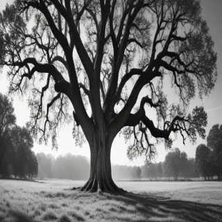 oak tree clipart black and white