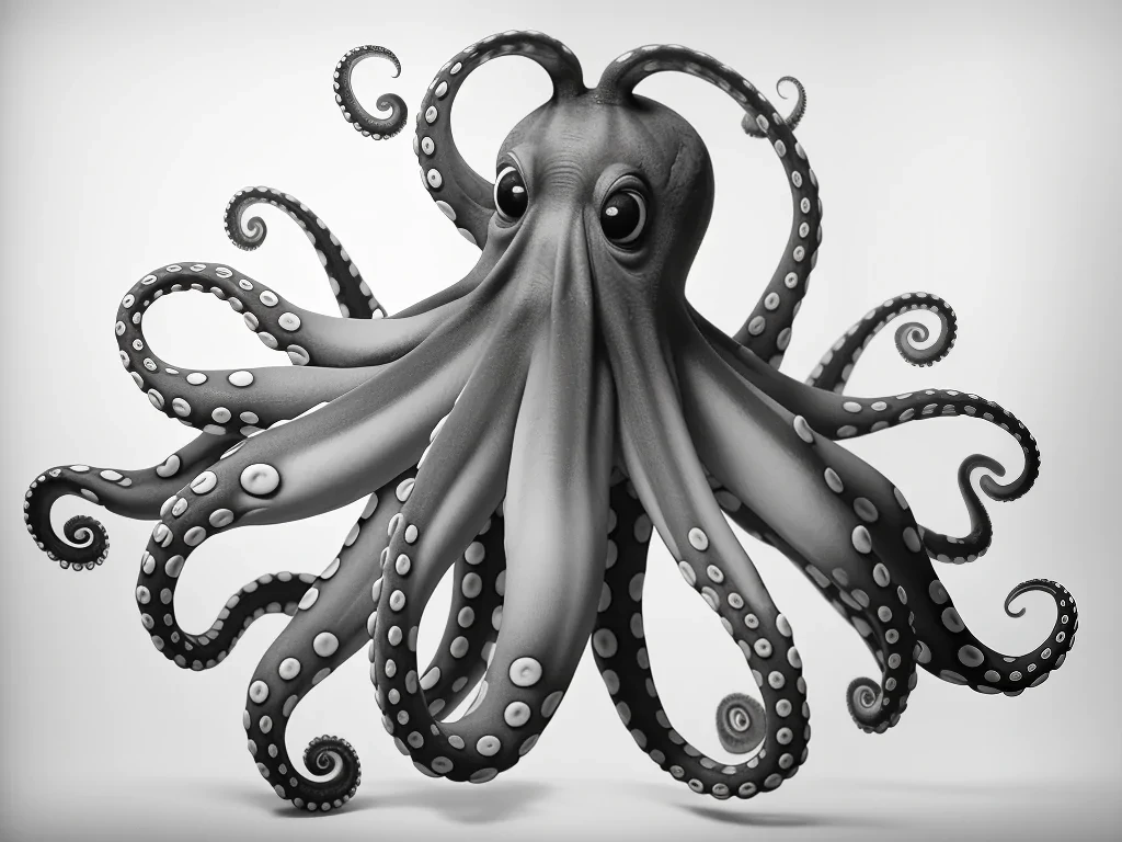 octopus black and white