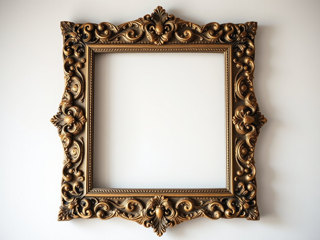 Vintage ornate frame design with intricate patterns, high-resolution, studio lighting, DSLR camera, f/2.8 aperture, 50mm lens, 1/125 sec shutter speed, portrait orientation, soft focus background for enhanced detail.