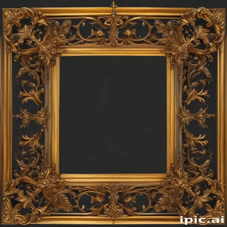 Ornate Vintage Picture Frame with Intricate Floral and Leaf Designs