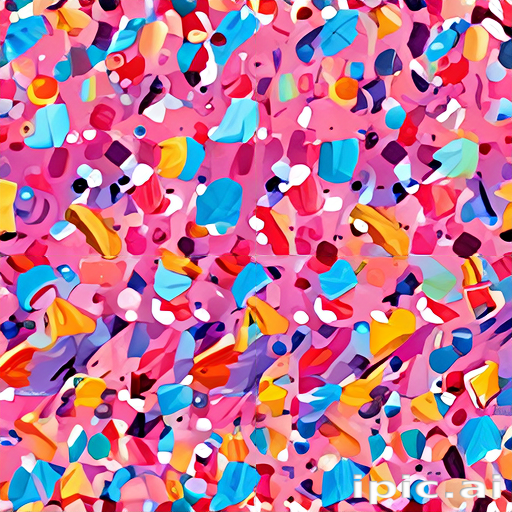 Vibrant Abstract Pattern Featuring Colorful Shapes and Textures on Pink ...