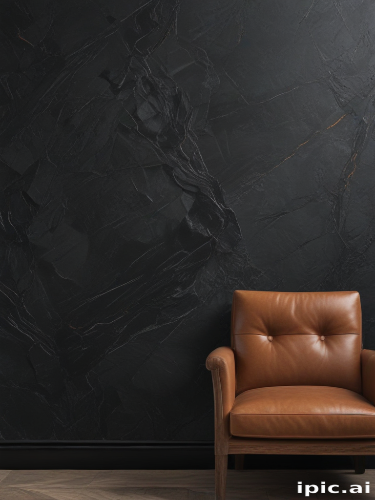 A Cozy Leather Chair Against a Dark Textured Wall in a Modern Setting