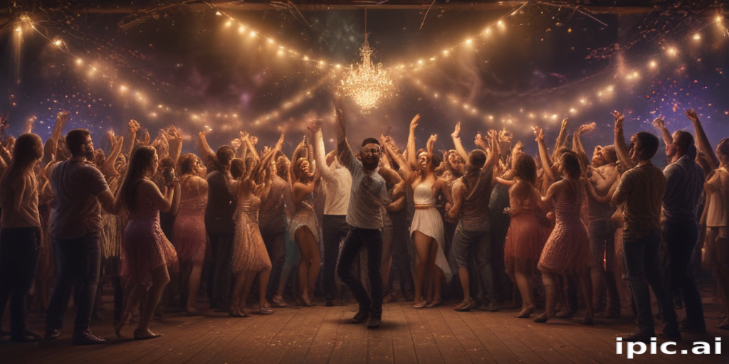 Celebrating Together: A Joyous Night of Dancing and Friendship Under Lights