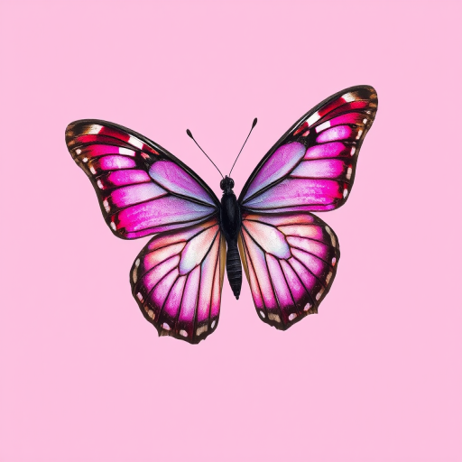 pink background butterfly