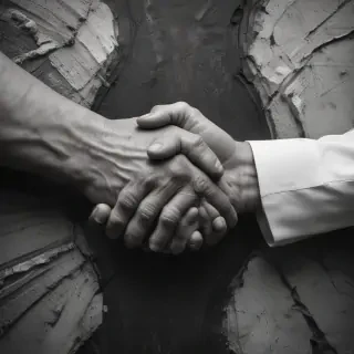 handshake black and white