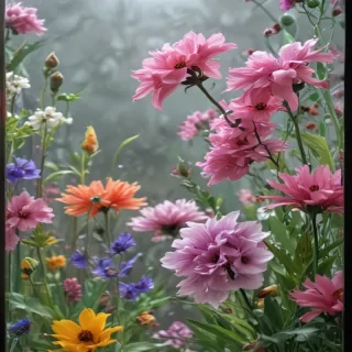flowers behind glass wallpaper
