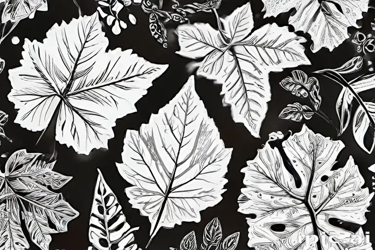 clipart leaf black and white
