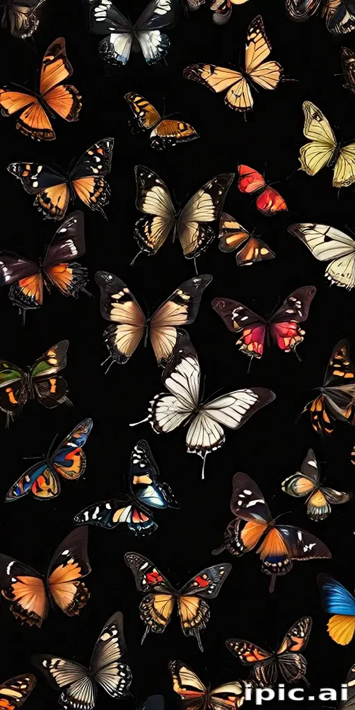 butterflies in black background