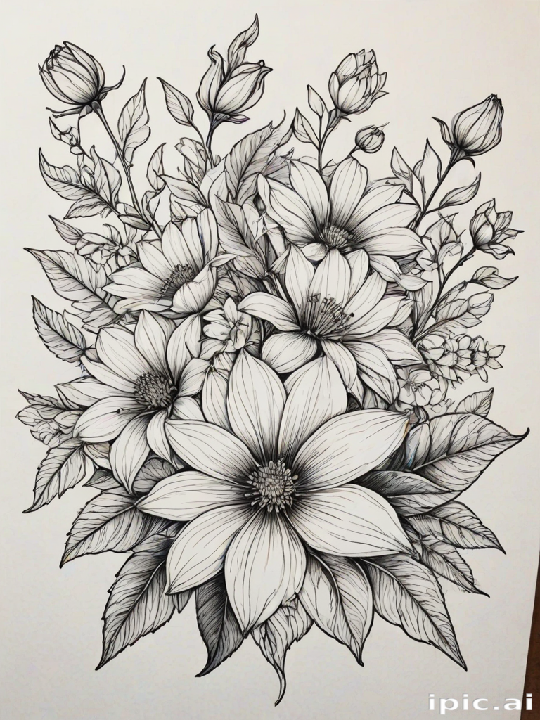 line work flowers