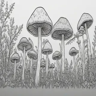 mushroom line art