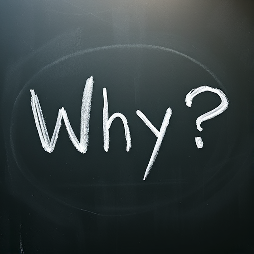 Create an image of a chalkboard with the word "Why ?" written in chalk, using a DSLR camera with a 50mm lens, aperture set to f/2.8, shutter speed 1/125 sec, ISO 200, shot in natural light, with a close-up view to enhance texture and clarity.