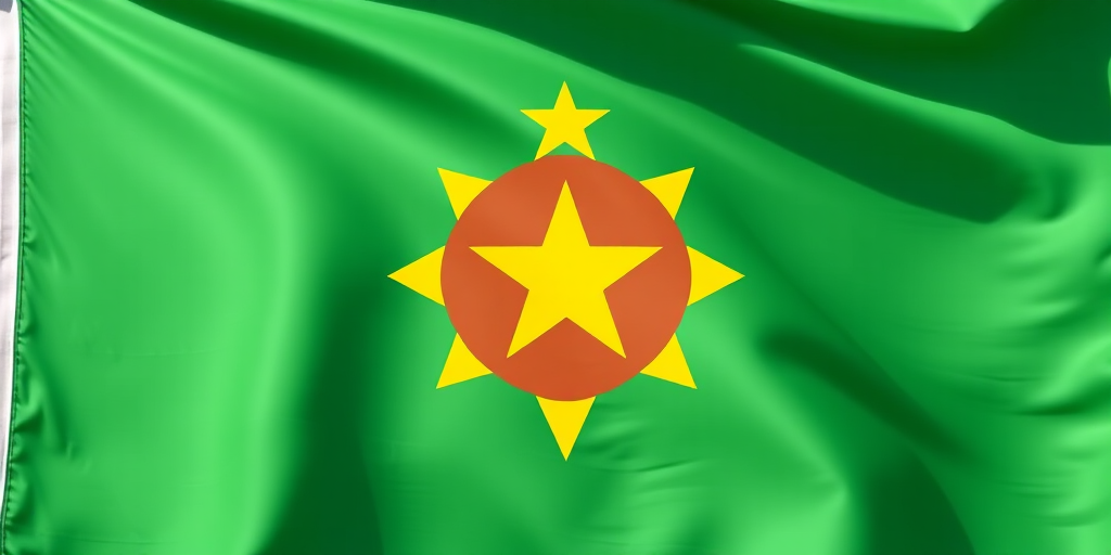 Create a high-resolution image of the Cameroon flag with vivid colors, using a DSLR camera at 50mm focal length, f/8 aperture, ISO 100, in natural lighting, and a straight-on view to enhance clarity and detail.