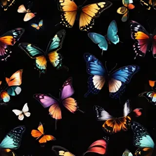 butterflies in black background